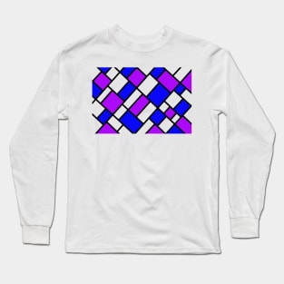 Abstract mosaic pattern grid with random colours blue and purple - illustration Long Sleeve T-Shirt